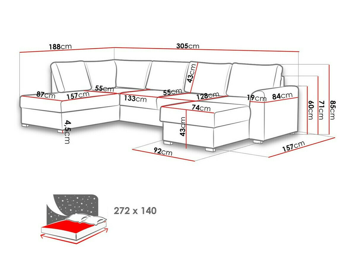 Sofá de canto Comfivo 189 (Magic Velvet 2216)
