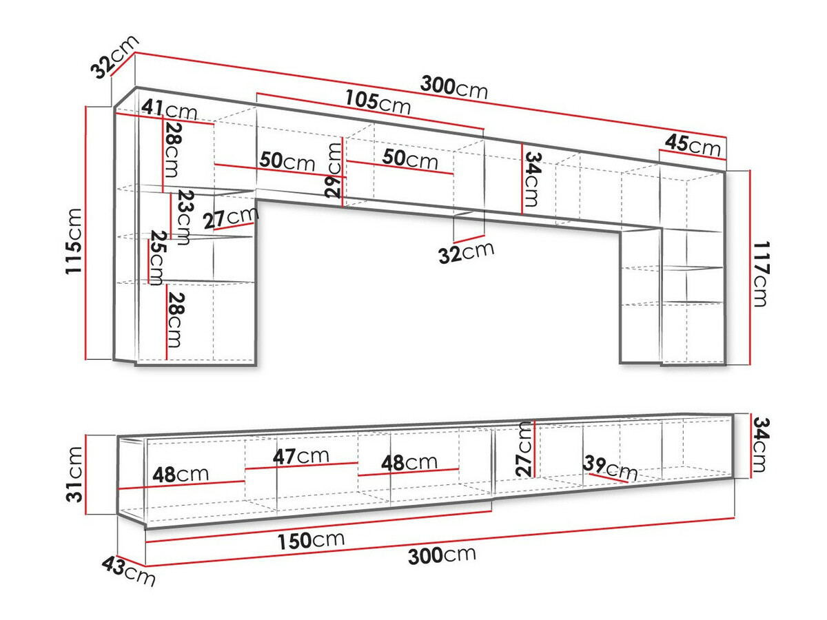 Conjunto para sala de estar Tivdalu 105 (Branco + Branco brilhante)