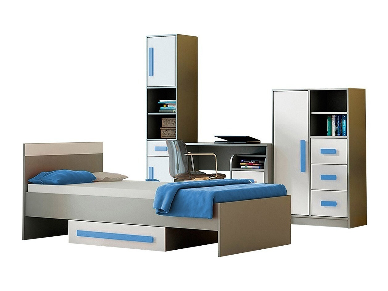 Cama Akron C112 (Cinzento + Branco + Azul)