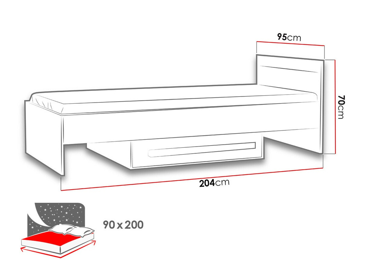 Cama Akron C112 (Cinzento + Branco + Azul)
