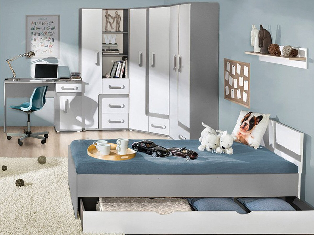Cama Levtala 112 (Antracite + Branco + Rosa)