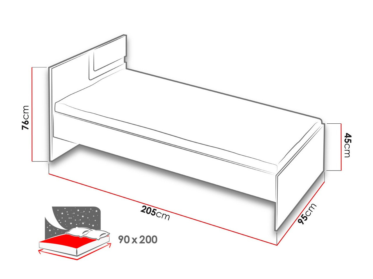 Cama Levtala 112 (Antracite + Branco + Rosa)