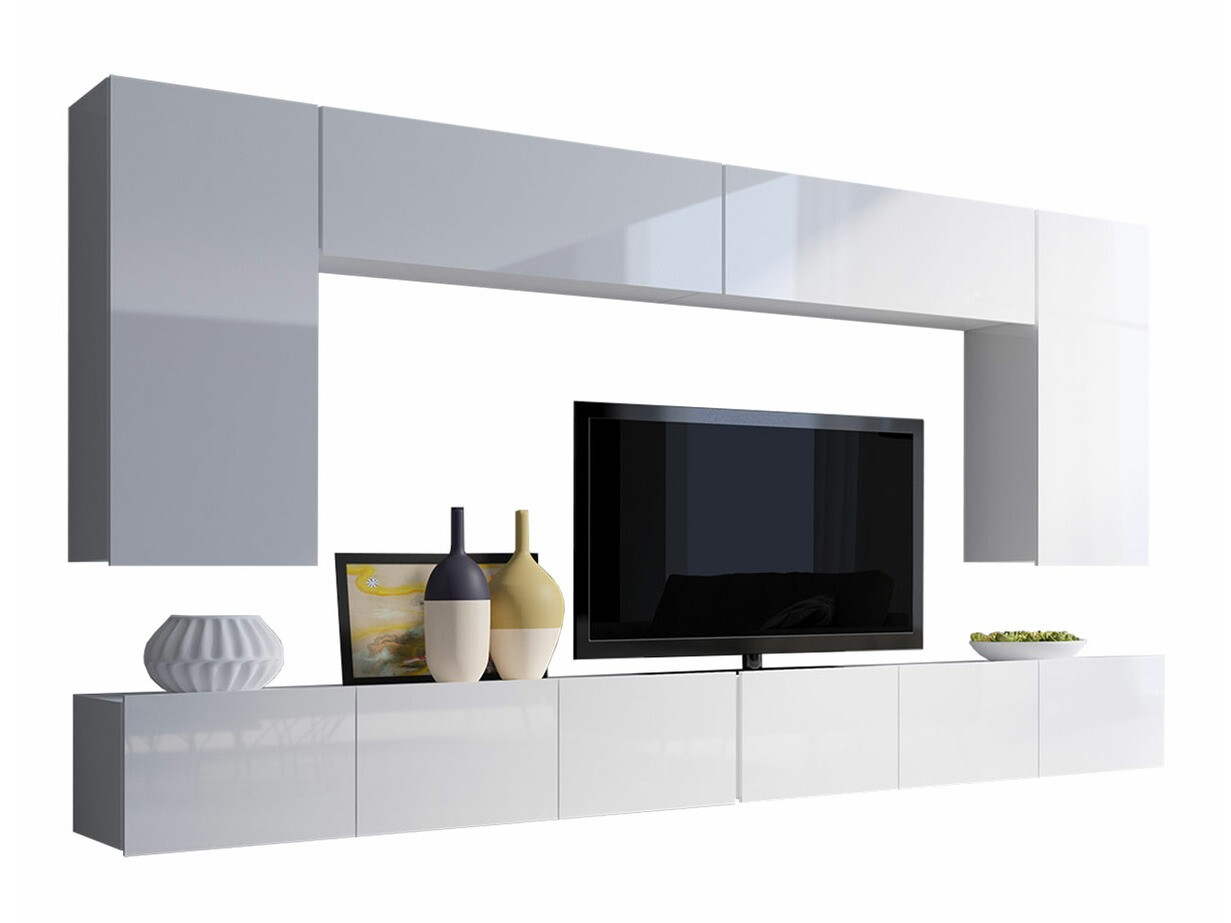 Conjunto para sala de estar Remus XIII (Branco + Branco brilhante)