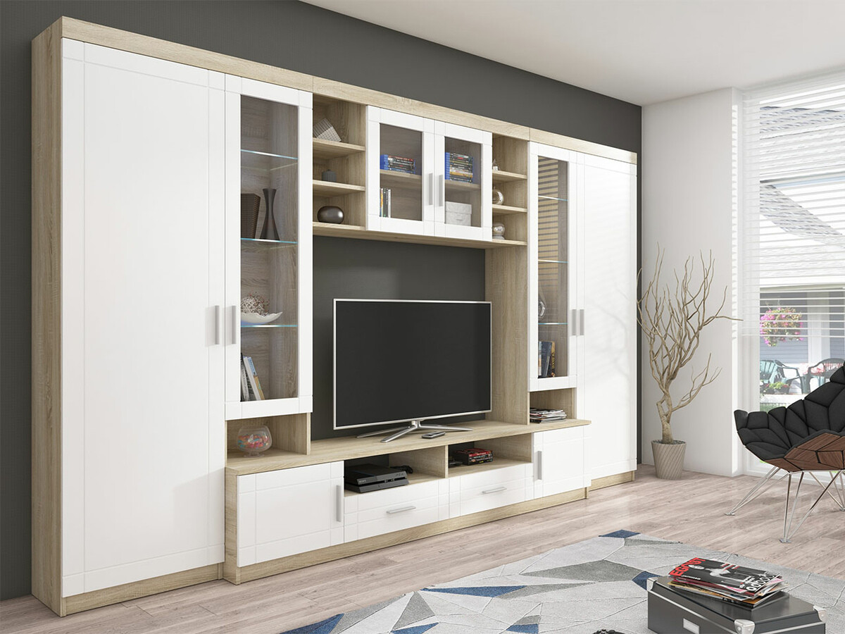 Conjunto para sala de estar Bacces (Carvalho sonoma + Branco)