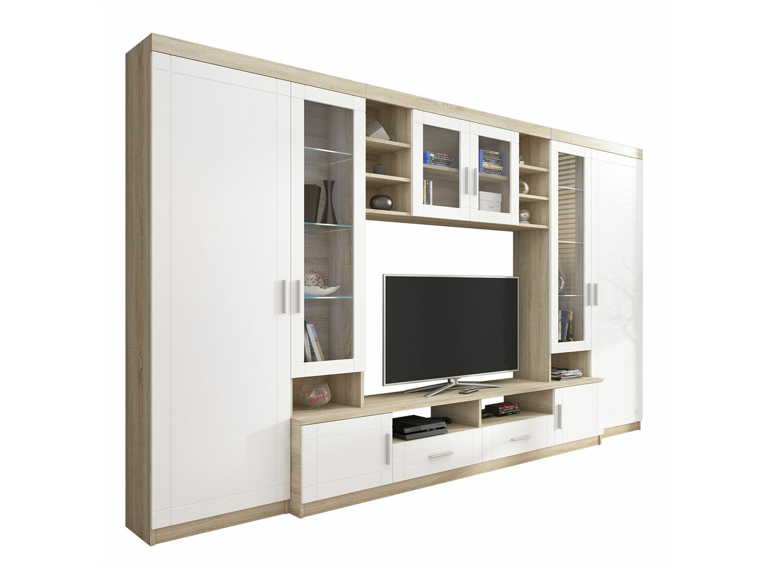 Conjunto para sala de estar Bacces (Carvalho sonoma + Branco)