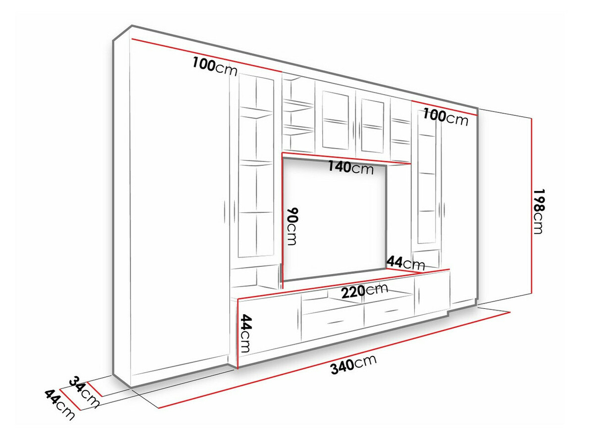 Conjunto para sala de estar Bacces (Carvalho sonoma + Grafite)