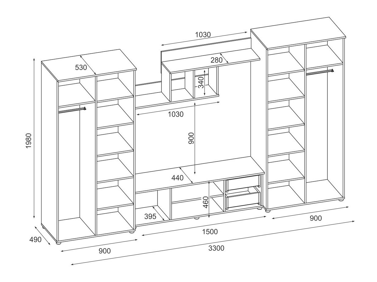 Conjunto para sala de estar Lexington 128 (Brigadeiro + Carvalho Sonoma escuro)