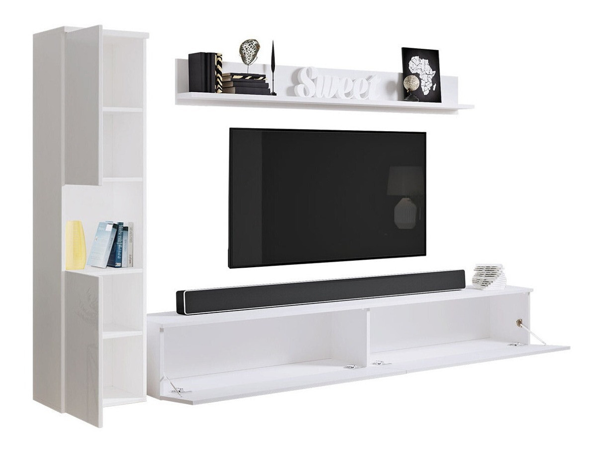 Conjunto para sala de estar Sarasota 130 (Branco + Branco brilhante)