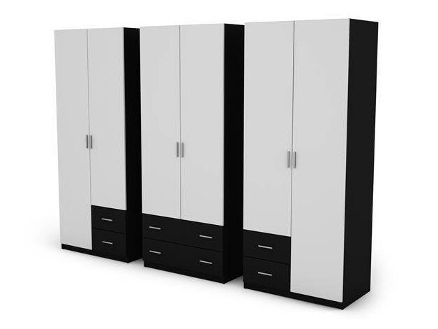 Roupeiro Lexington 145 (Branco + Preto)