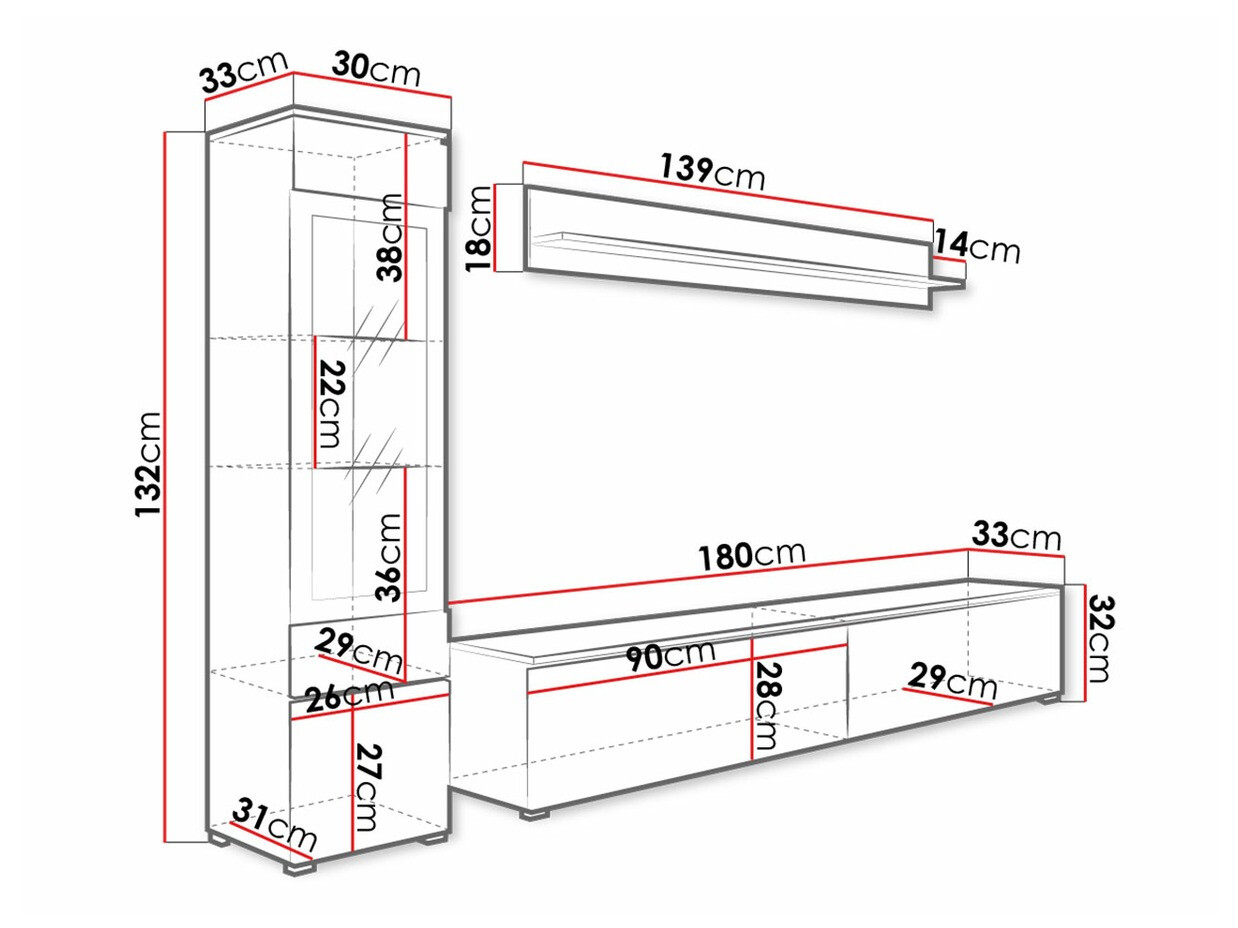 Conjunto para sala de estar Mirfivo 100 (Branco + Branco brilhante)