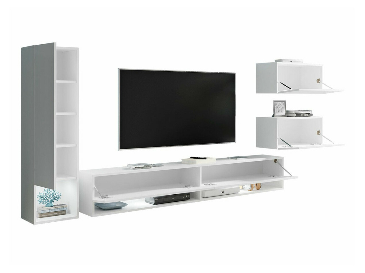 Conjunto para sala de estar Sarasota 124 (Branco + Branco brilhante + Carvalho wotan)