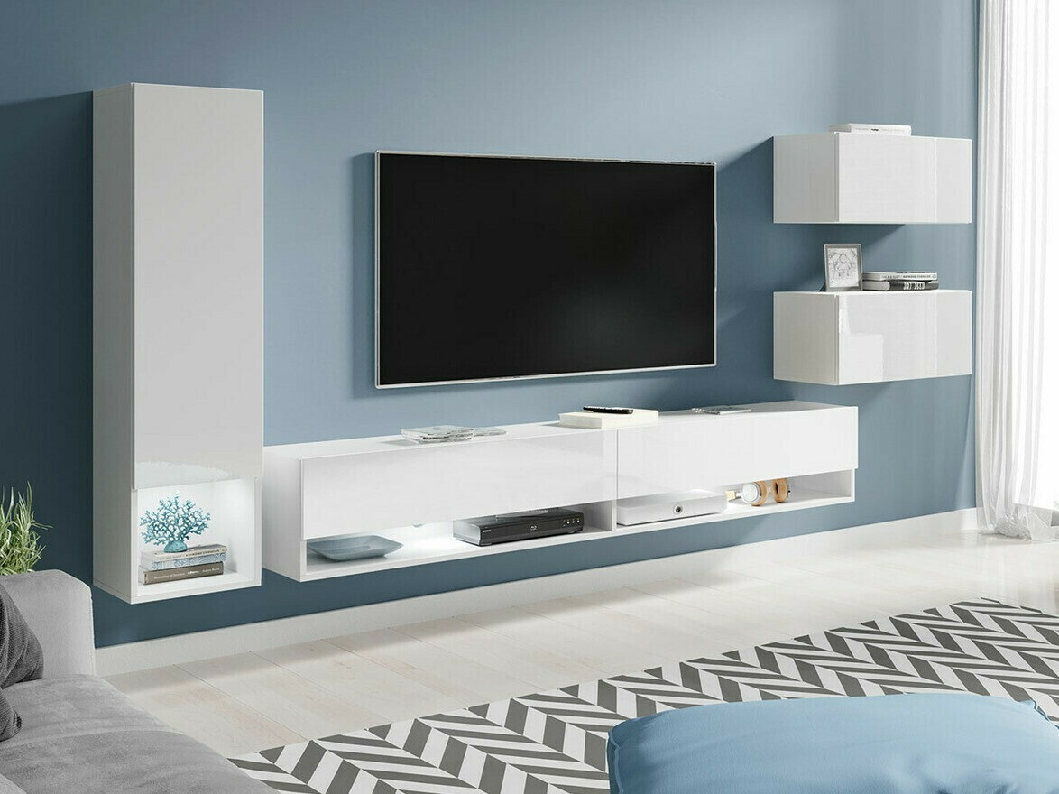 Conjunto para sala de estar Sarasota 124 (Branco + Branco brilhante)