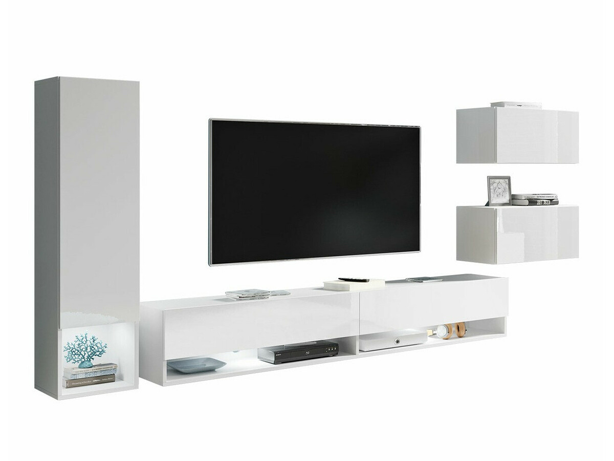 Conjunto para sala de estar Sarasota 124 (Branco + Branco brilhante)