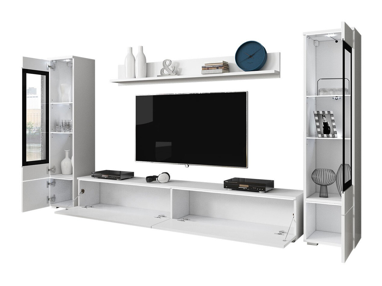 Conjunto para sala de estar Mirfivo 101 (Branco + Branco brilhante)