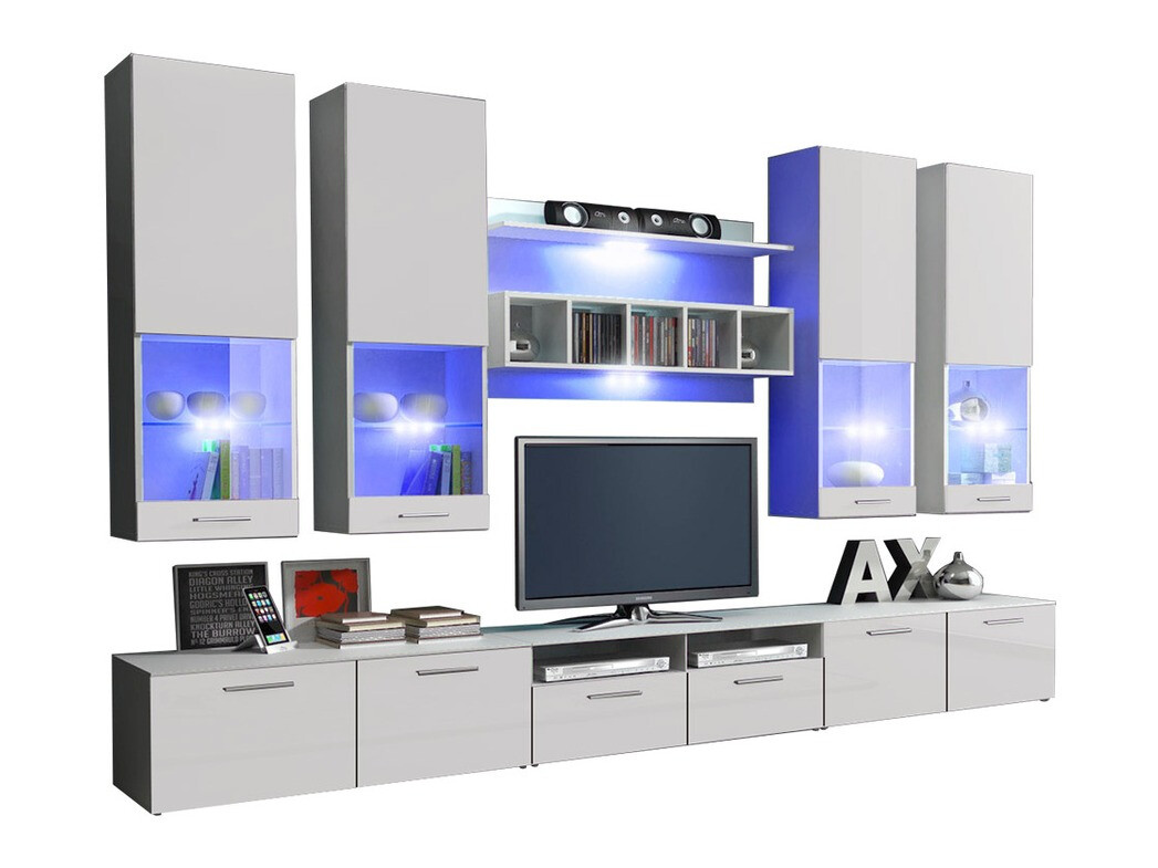 Conjunto para sala de estar Caelum (Branco + Branco brilhante)