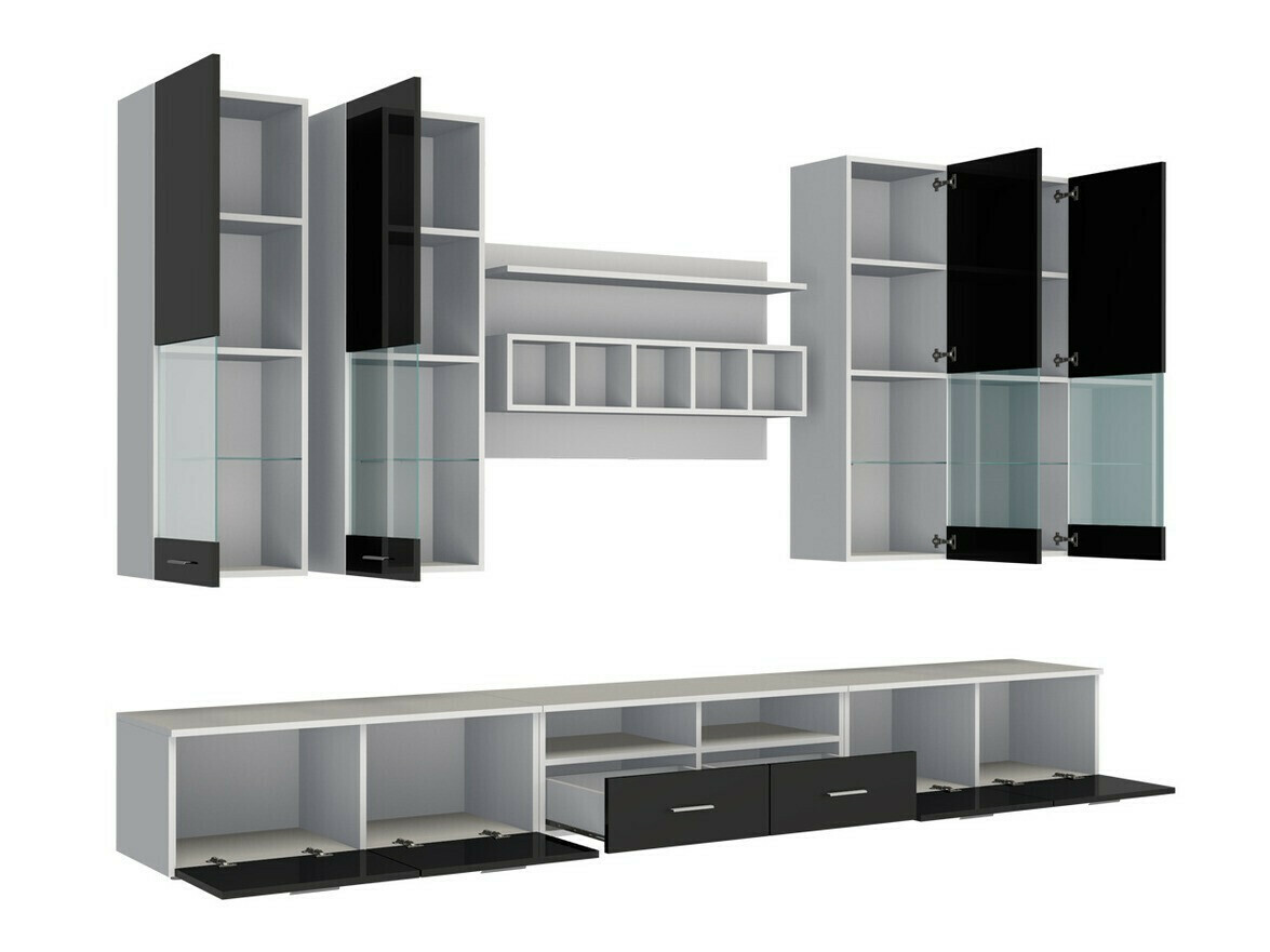 Conjunto para sala de estar Caelum (Branco + Branco brilhante)