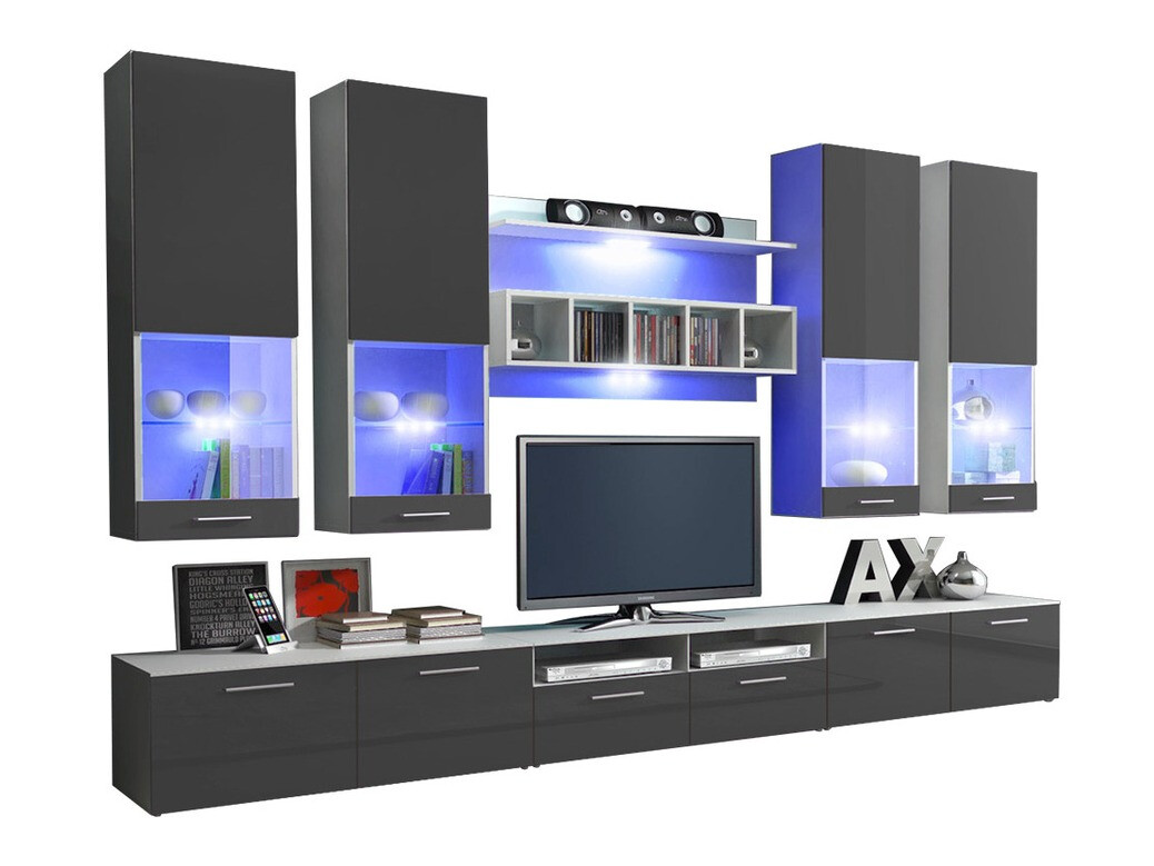 Conjunto para sala de estar Caelum (Branco + Cinzento brilhante)