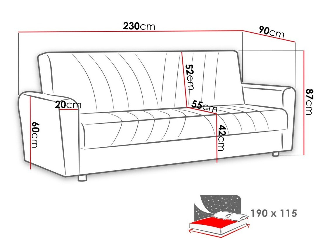 Sofá-cama Columbus 126 (Zanzibar 182)