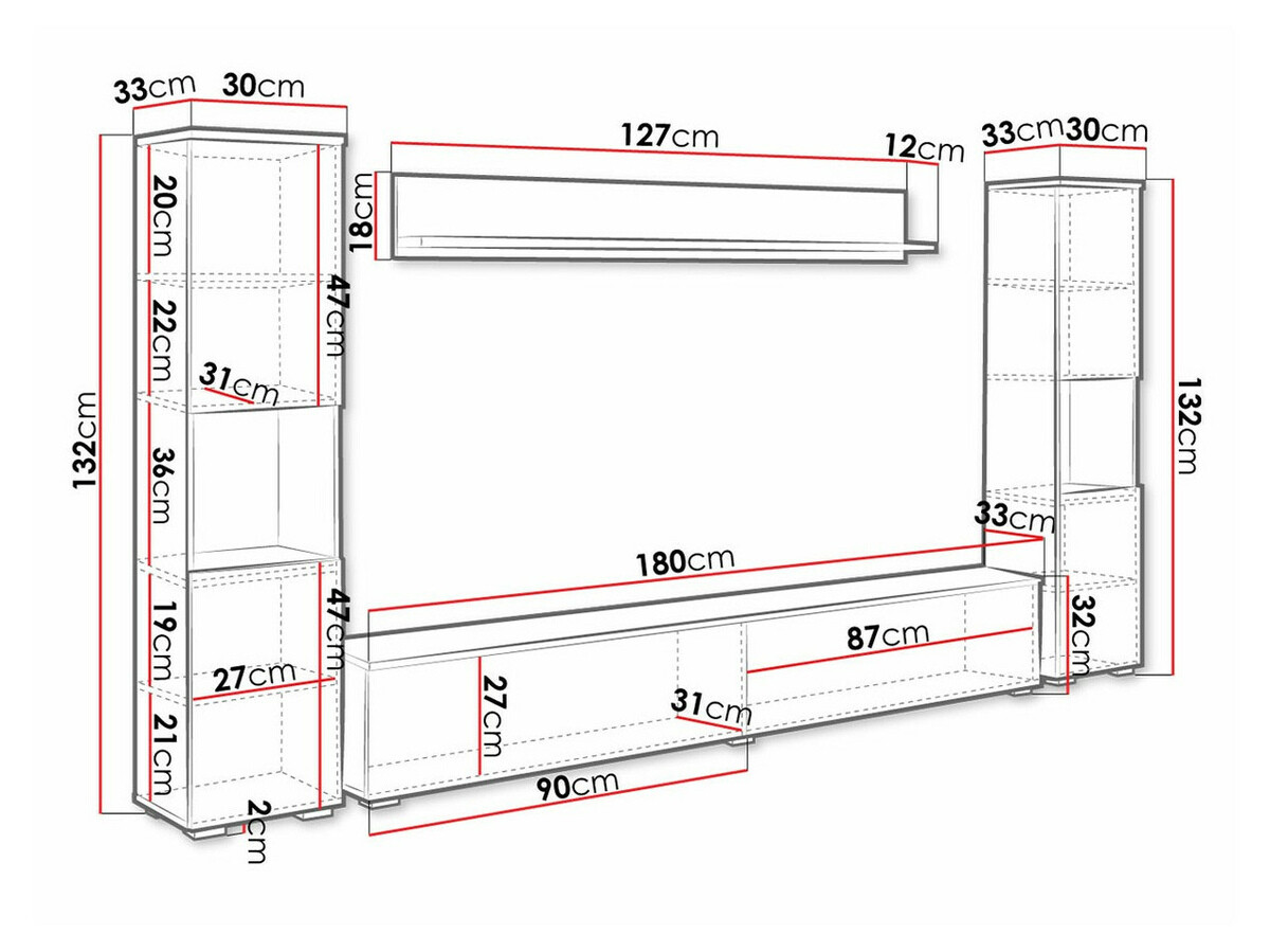 Conjunto para sala de estar Sarasota 131 (Carvalho wotan)