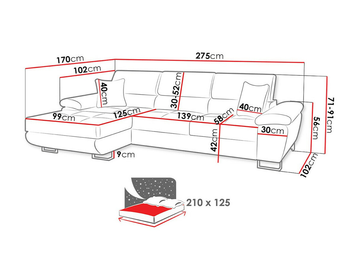 Sofá de canto Comfivo 192 (Soft 017 + Uttario Velvet 2971 + Kronos 02)