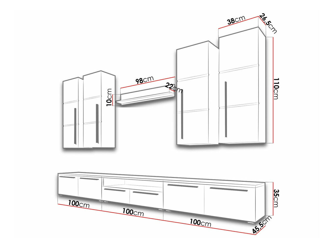 Conjunto para sala de estar Flos (Branco + Branco brilhante)