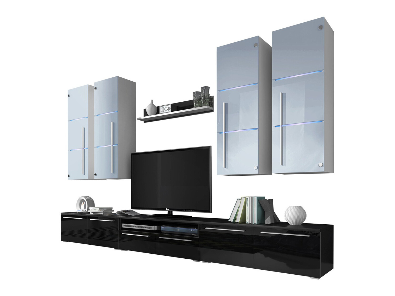 Conjunto para sala de estar Flos (Preto + Preto brilhante)