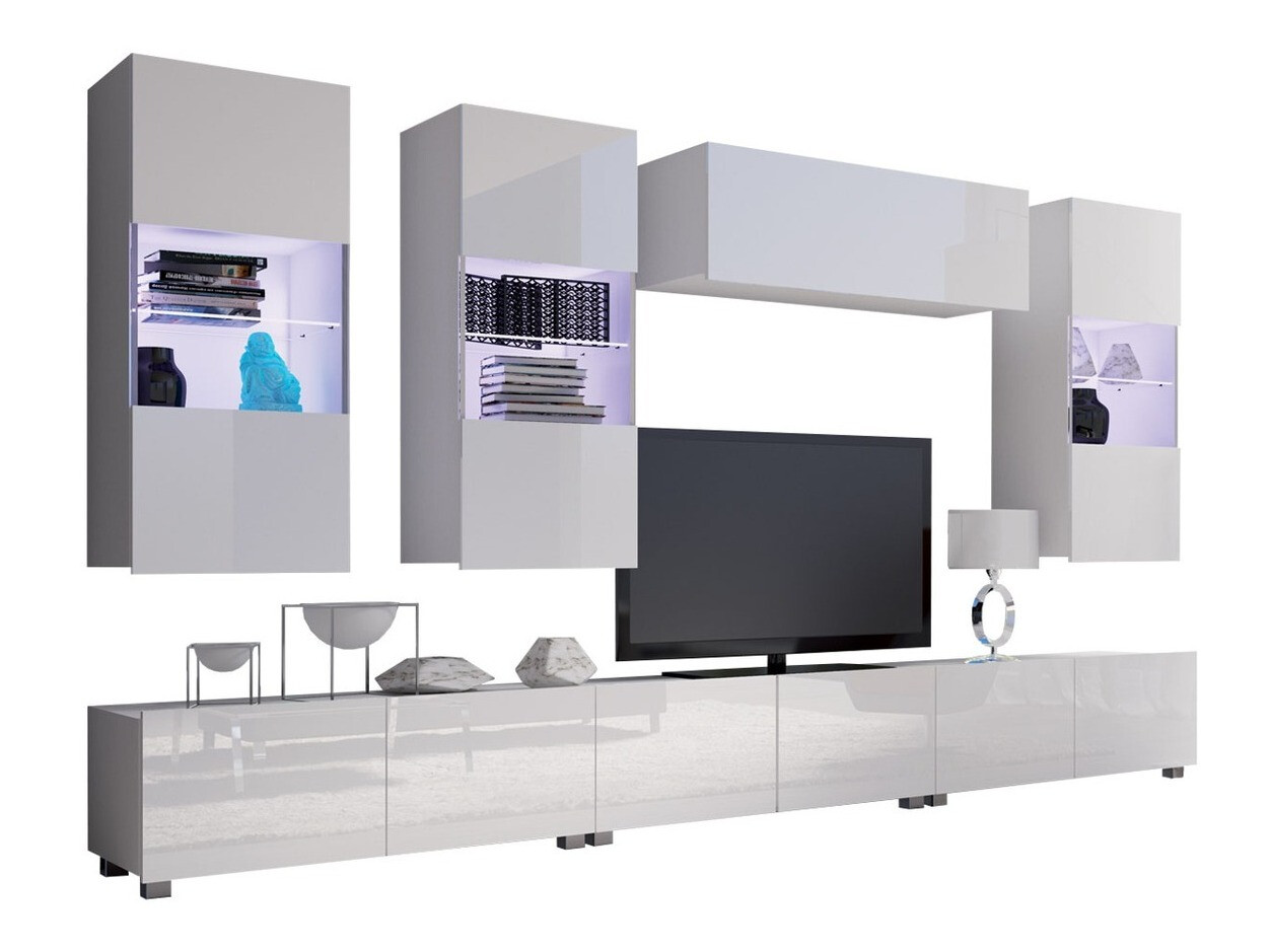 Conjunto para sala de estar Remus XI (Branco + Branco brilhante)