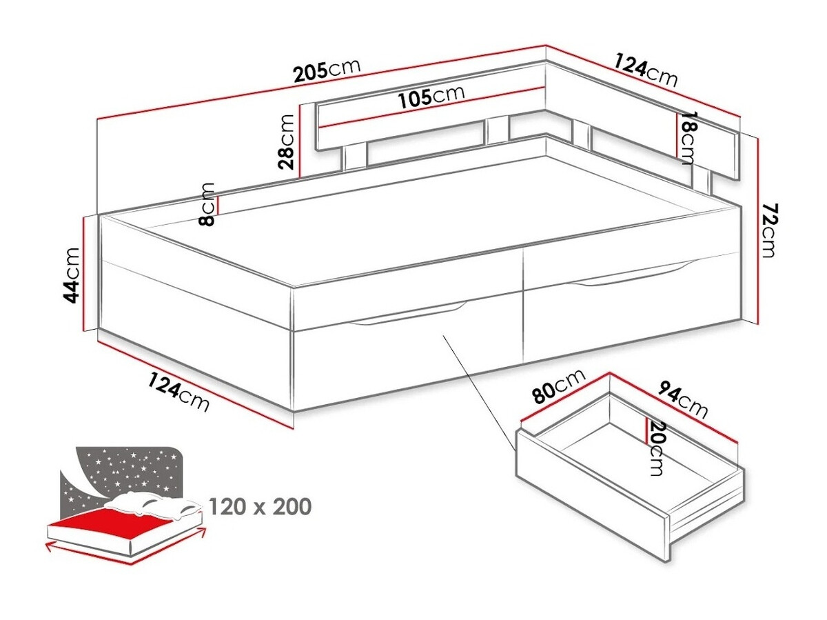 Cama Omaha J115 (Branco + Cimento)