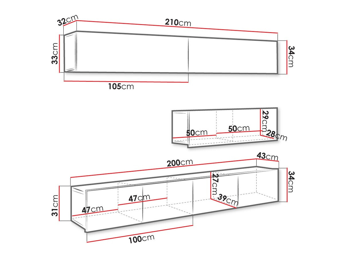 Conjunto para sala de estar Tivdalu 112 (Preto + Preto brilhante)