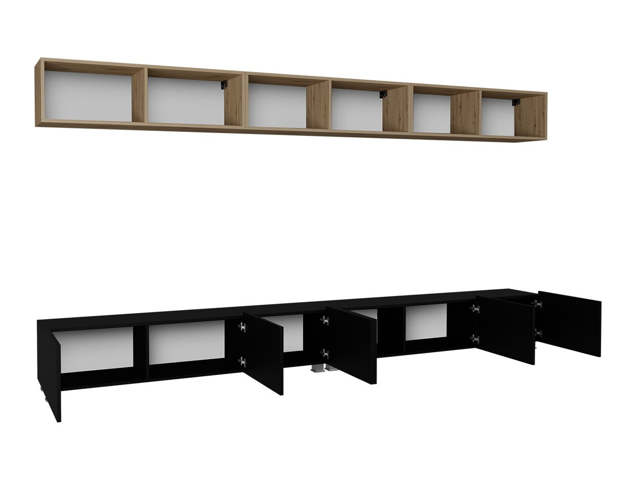 Conjunto para sala de estar Remus XXXIII (Branco + Branco brilhante + Carvalho dourado)