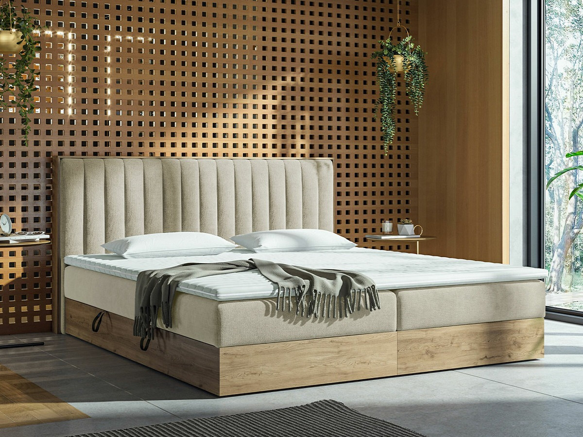 Cama continental ComfiDream Odelra (Carvalho dourado + Soro 21)