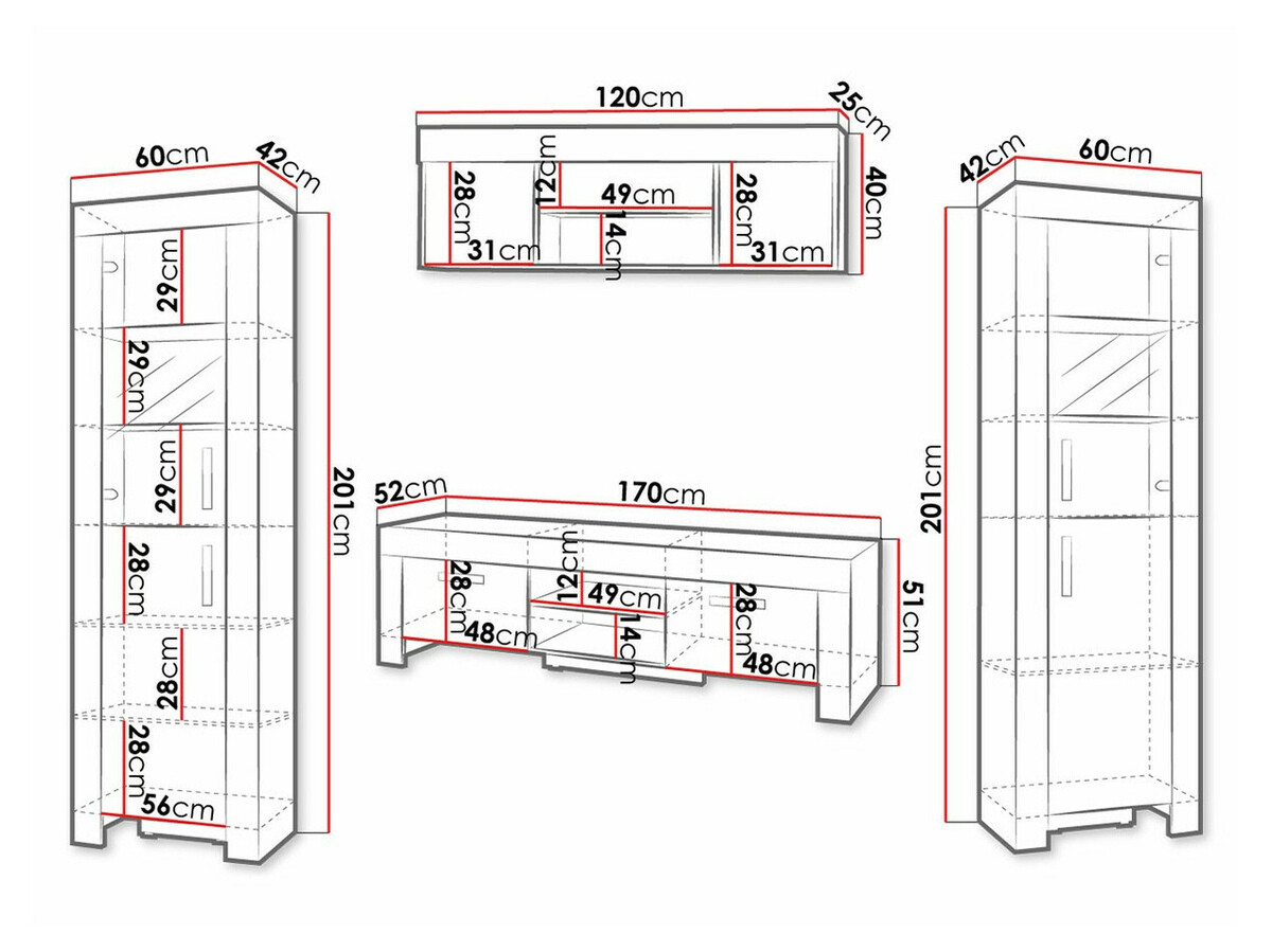 Conjunto para sala de estar Melfeli 124 (Milanão carvalho + Creme)
