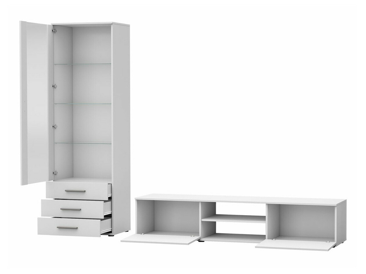 Conjunto para sala de estar Tornola 107 (Branco + Branco brilhante)