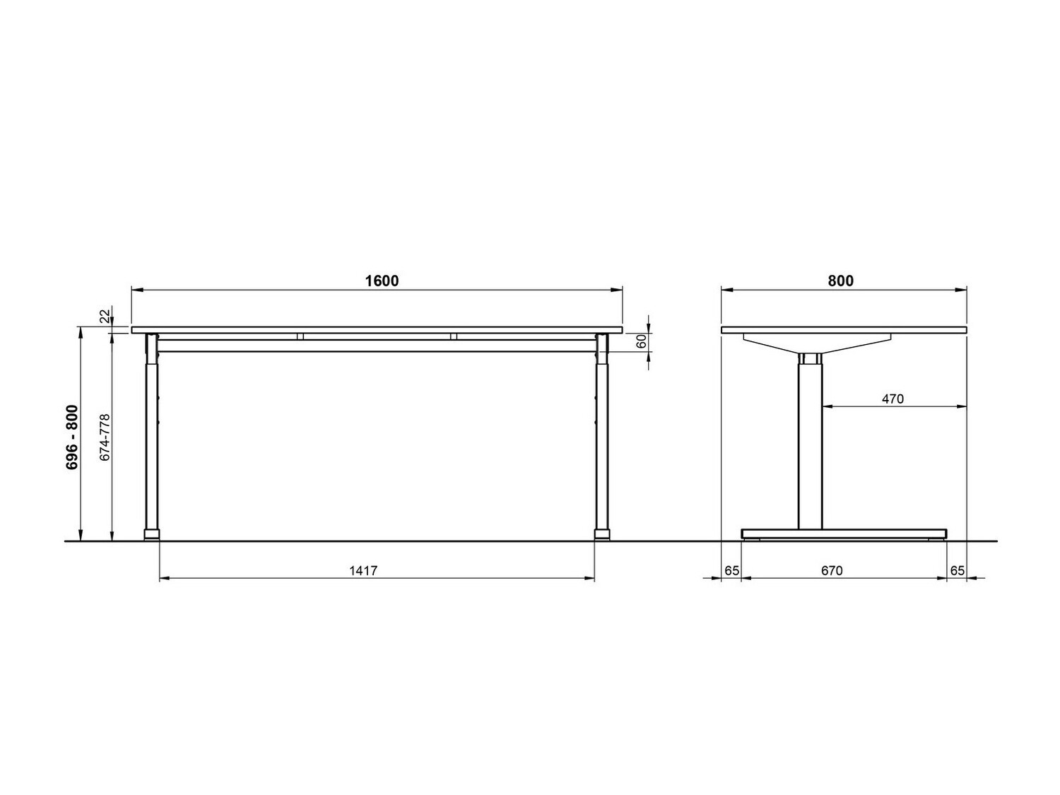 Mesa de escritório Lartesi 106 (Branco + Preto)