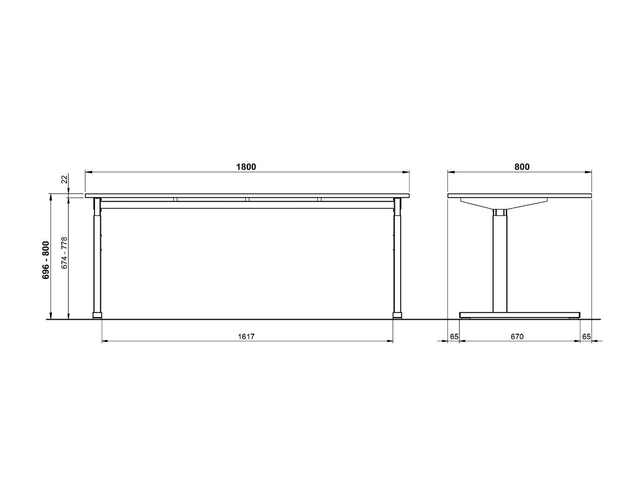 Mesa de escritório Lartesi 107 (Carvalho Grandson + Preto)