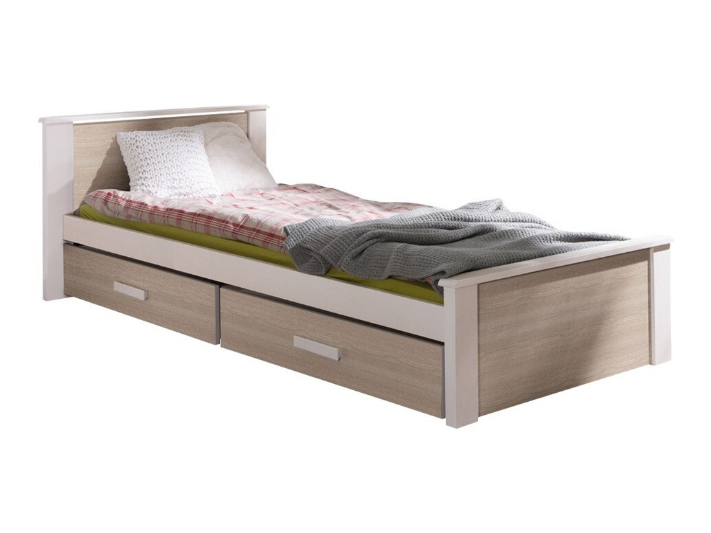 Cama Henderson 115 (Branco + Carvalho sonoma)
