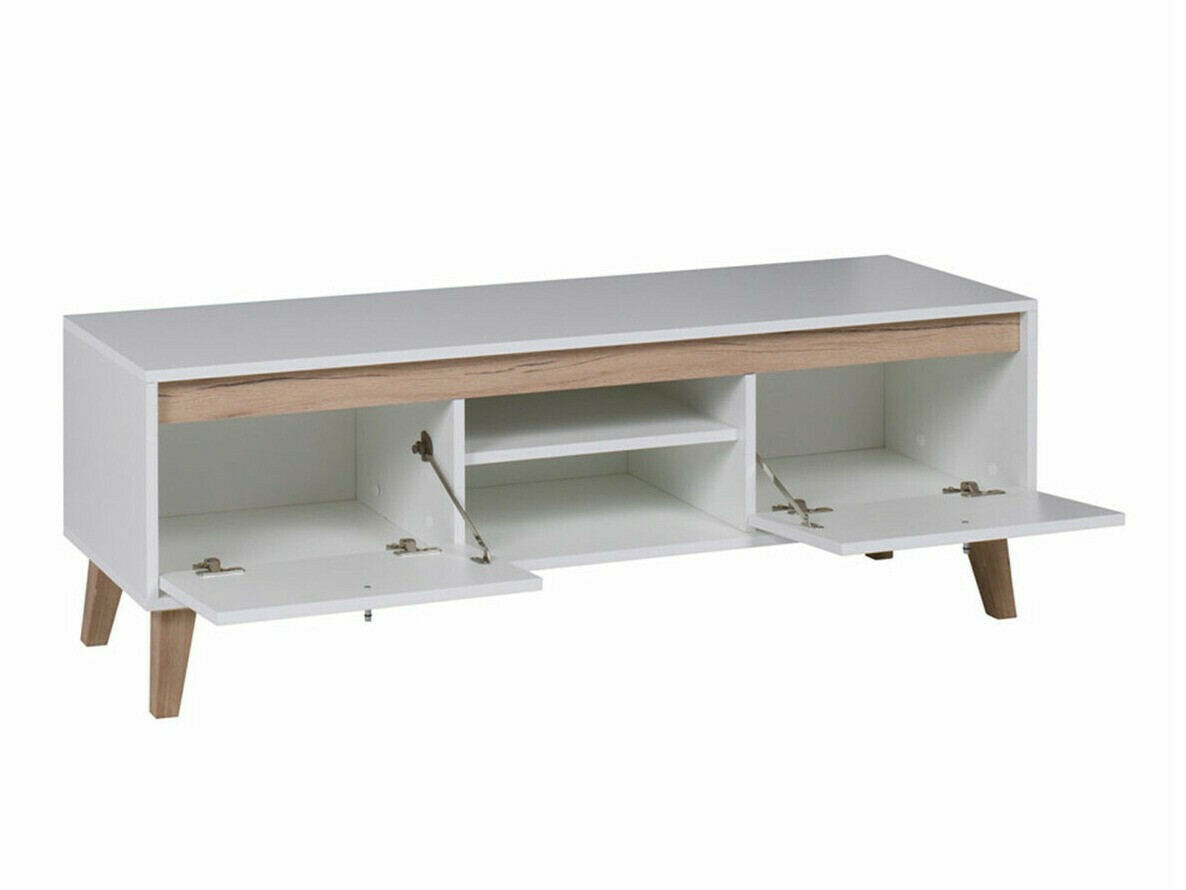 Conjunto para sala de estar Delbene 116 (Carvalho San Remo claro + Mate branco)