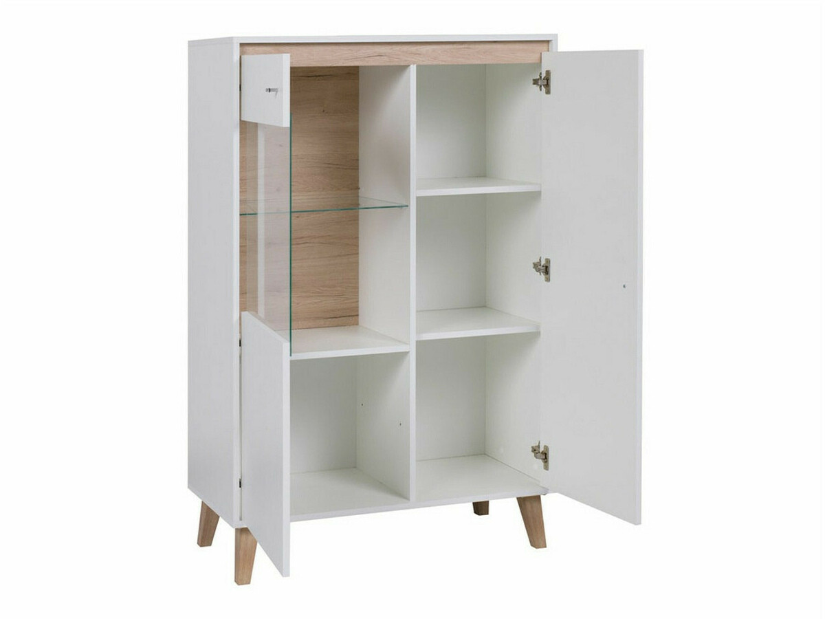 Conjunto para sala de estar Delbene 116 (Carvalho San Remo claro + Mate branco)