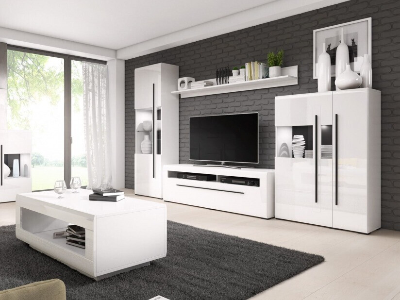 Estante de parede Ophsalu 101 (Branco + Branco brilhante)