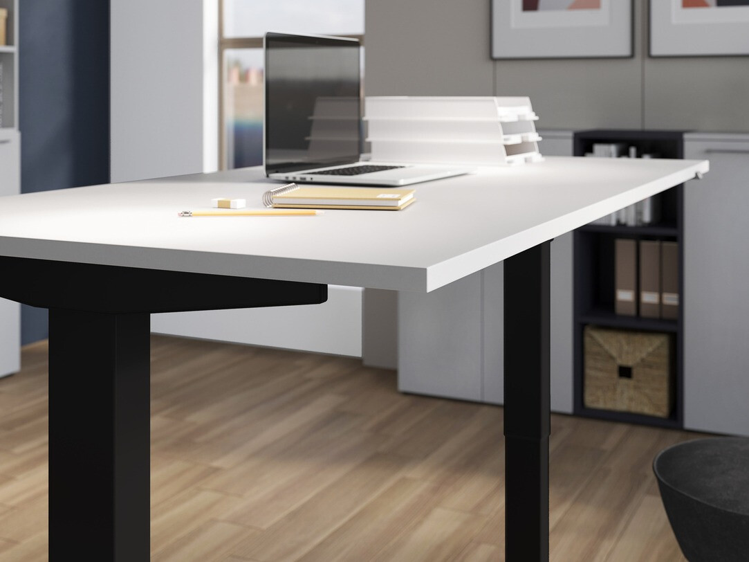 Secretária de trabalho com altura ajustável Eliromo 109 (Cinzento claro + Preto)