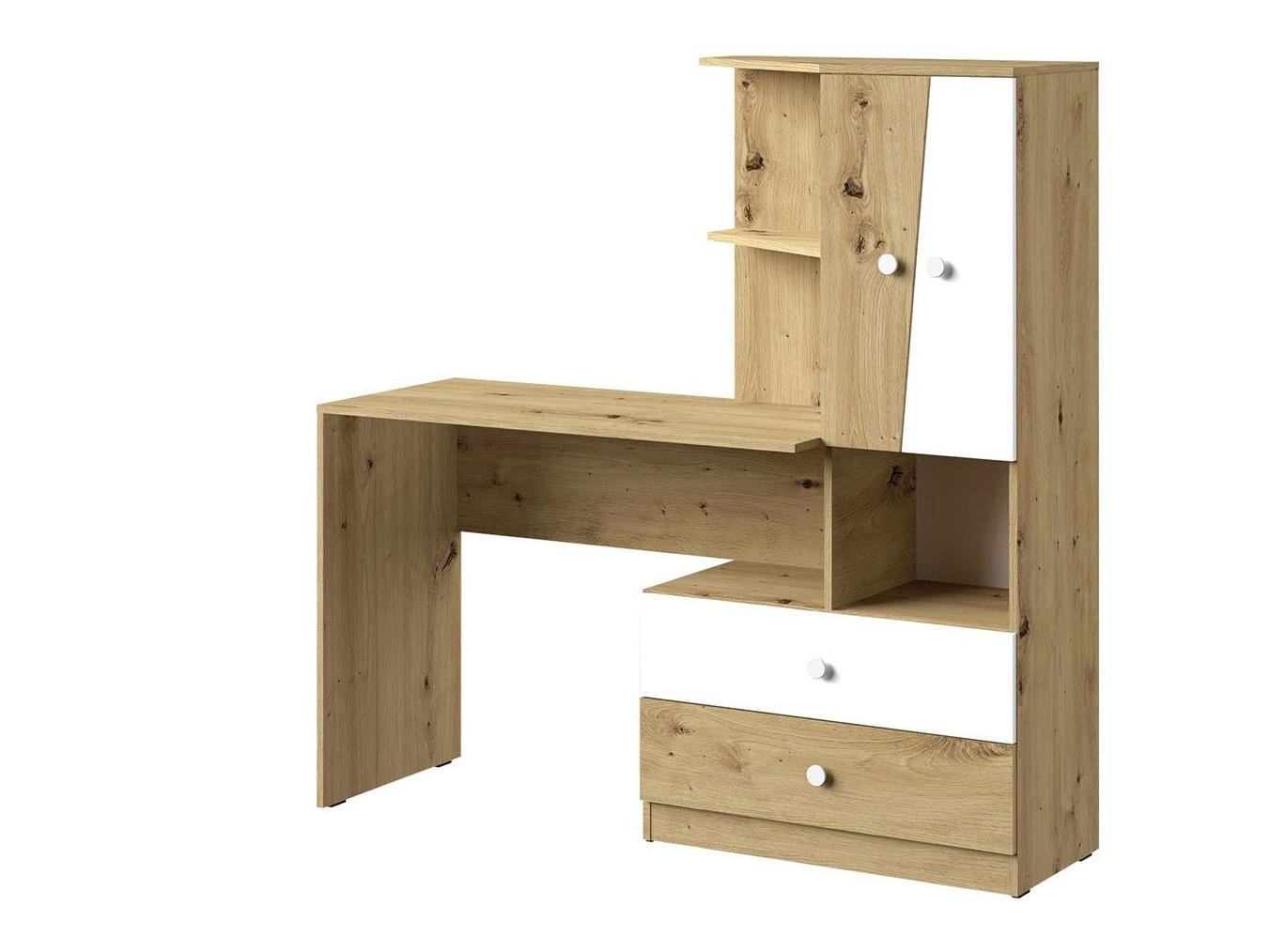 Secretária Almira 110 (Carvalho Artisan + Branco)