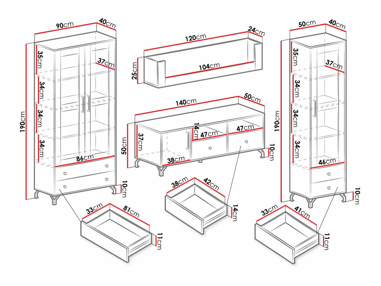 Conjunto para sala de estar Omaha L120