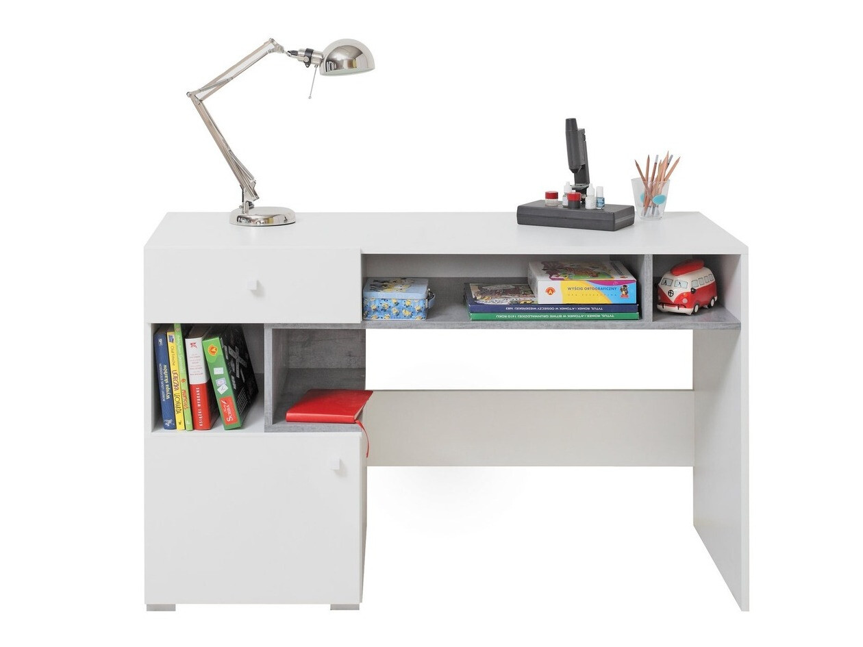 Mesa de escritório Omaha J109 (Branco + Cimento)