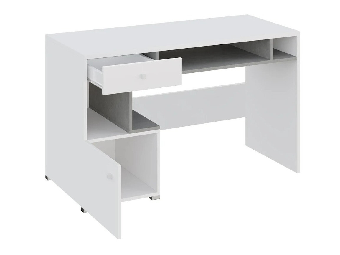 Mesa de escritório Omaha J109 (Branco + Cimento)