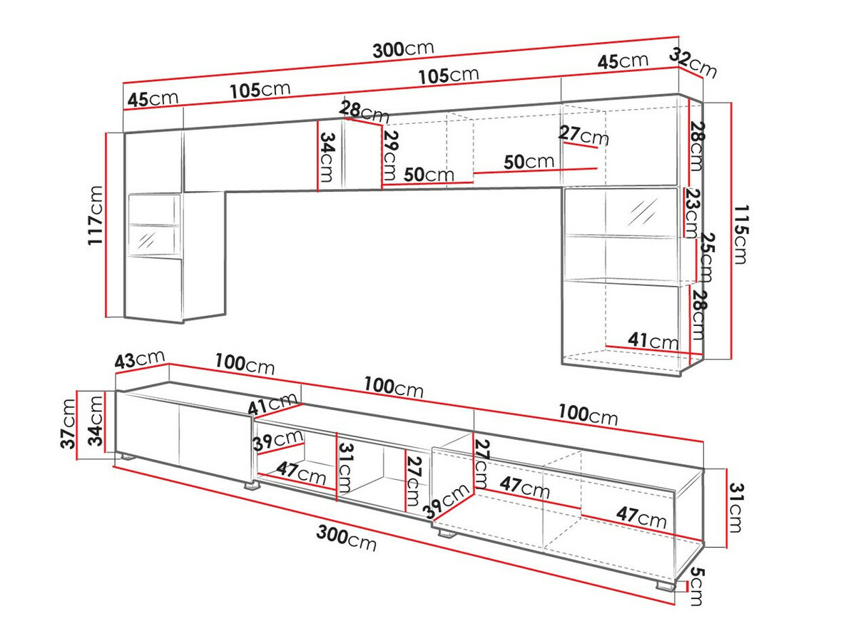 Conjunto para sala de estar Remus XXIV (Branco + Branco brilhante + Carvalho dourado)