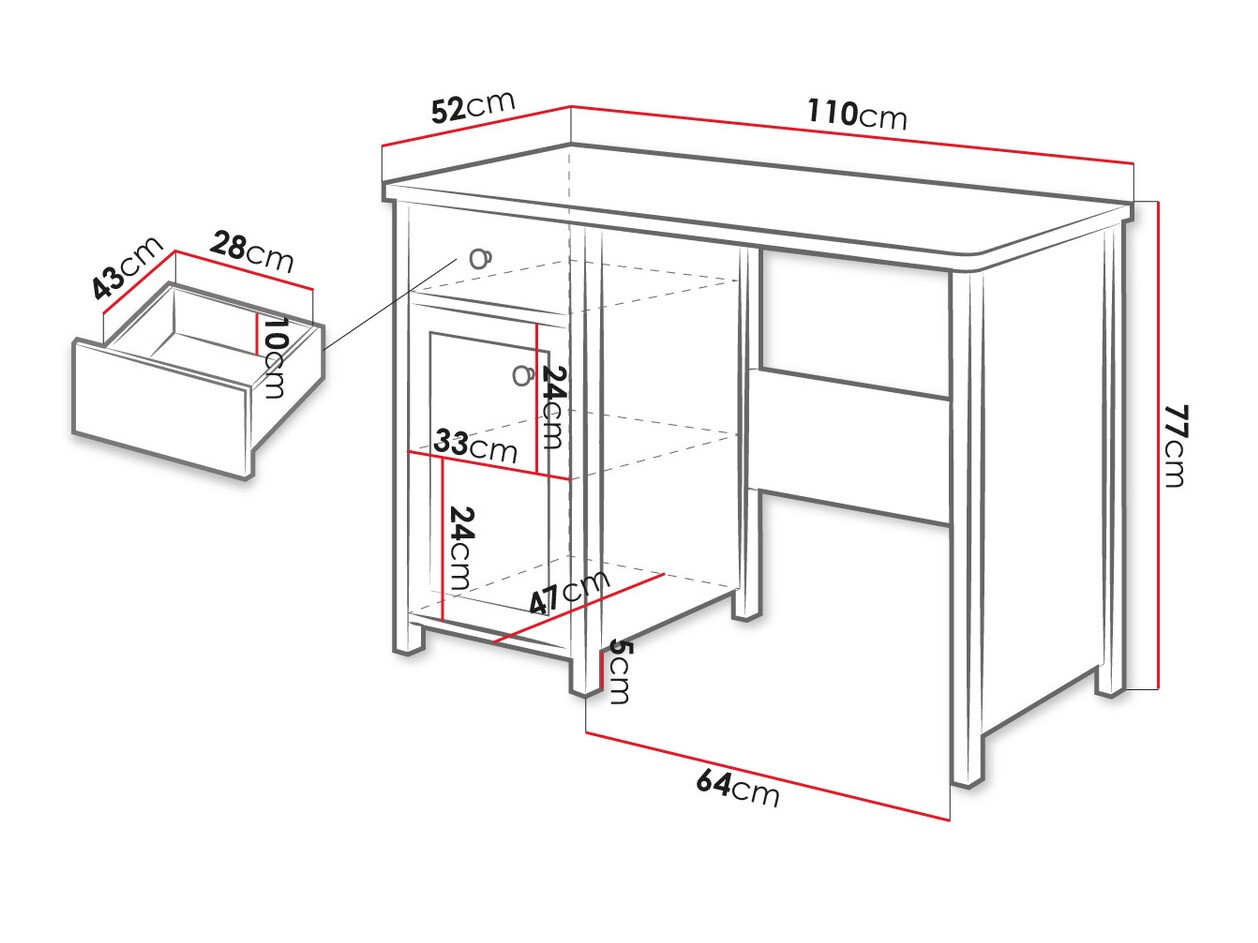 Mesa de escritório Romelbo 139 (Branco + Carvalho)