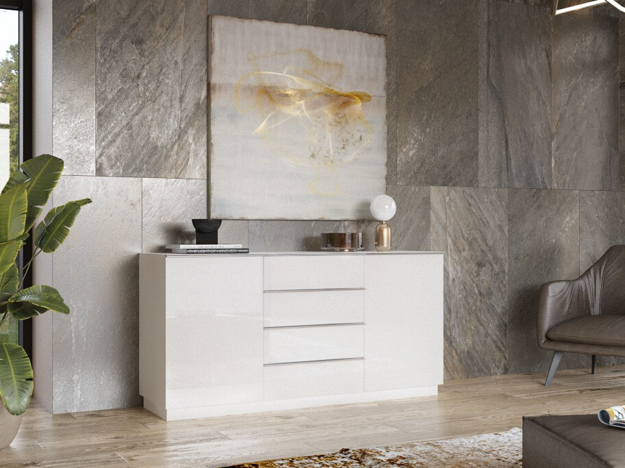 Cómoda Fervese 108 (Branco + Branco brilhante)