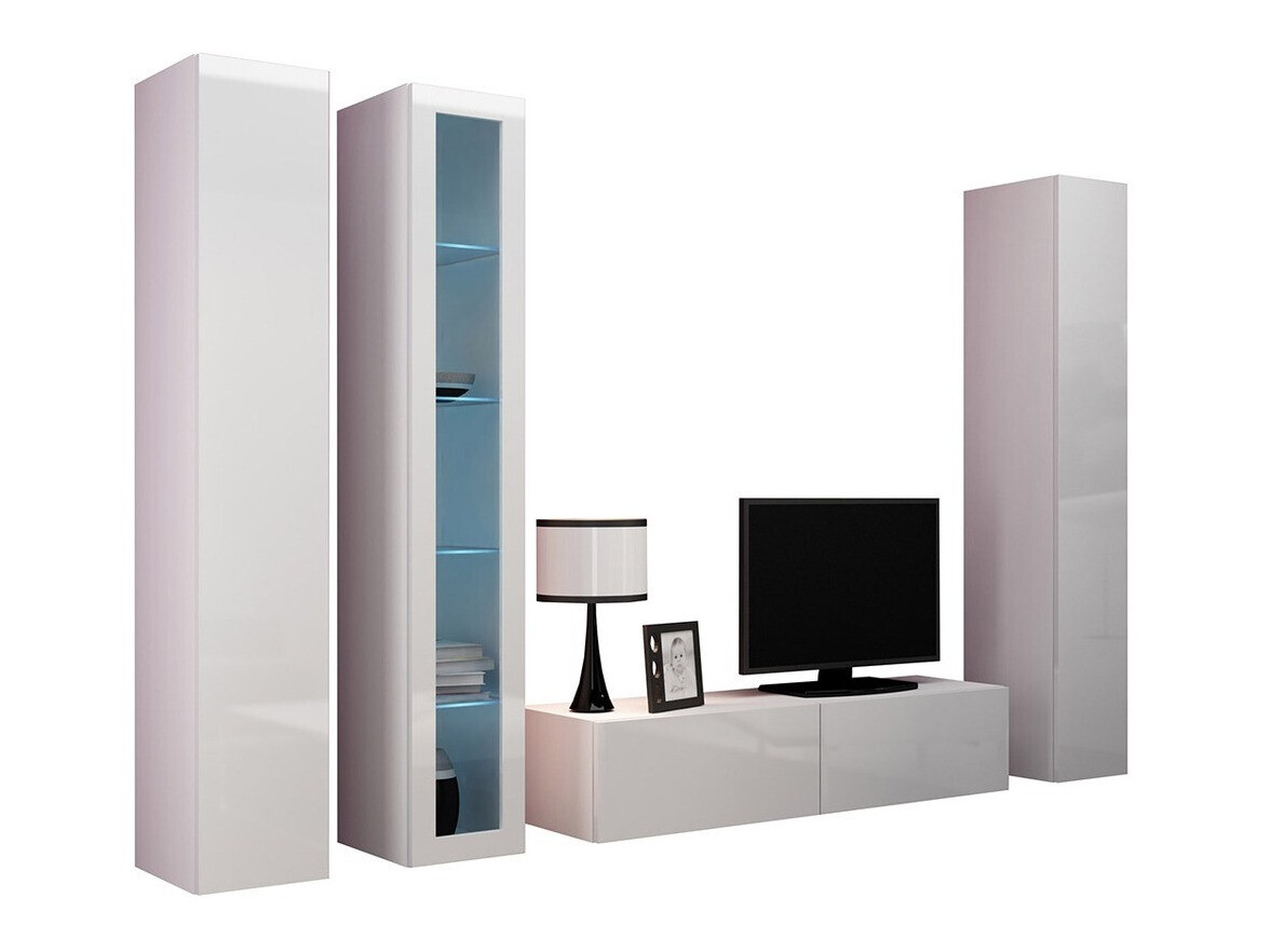 Conjunto para sala de estar Venenou 107 (Branco + Branco brilhante)