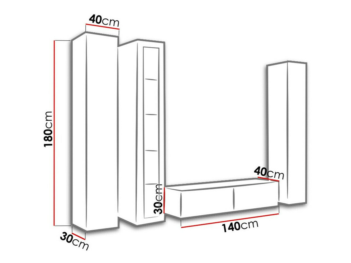 Conjunto para sala de estar Venenou 107 (Branco + Branco brilhante)