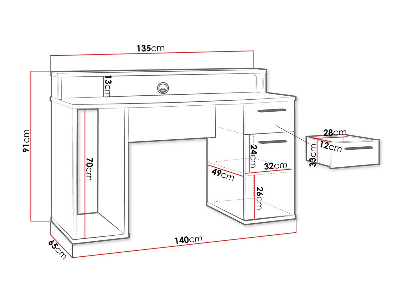 Mesa gaming York 100 (Preto matte)